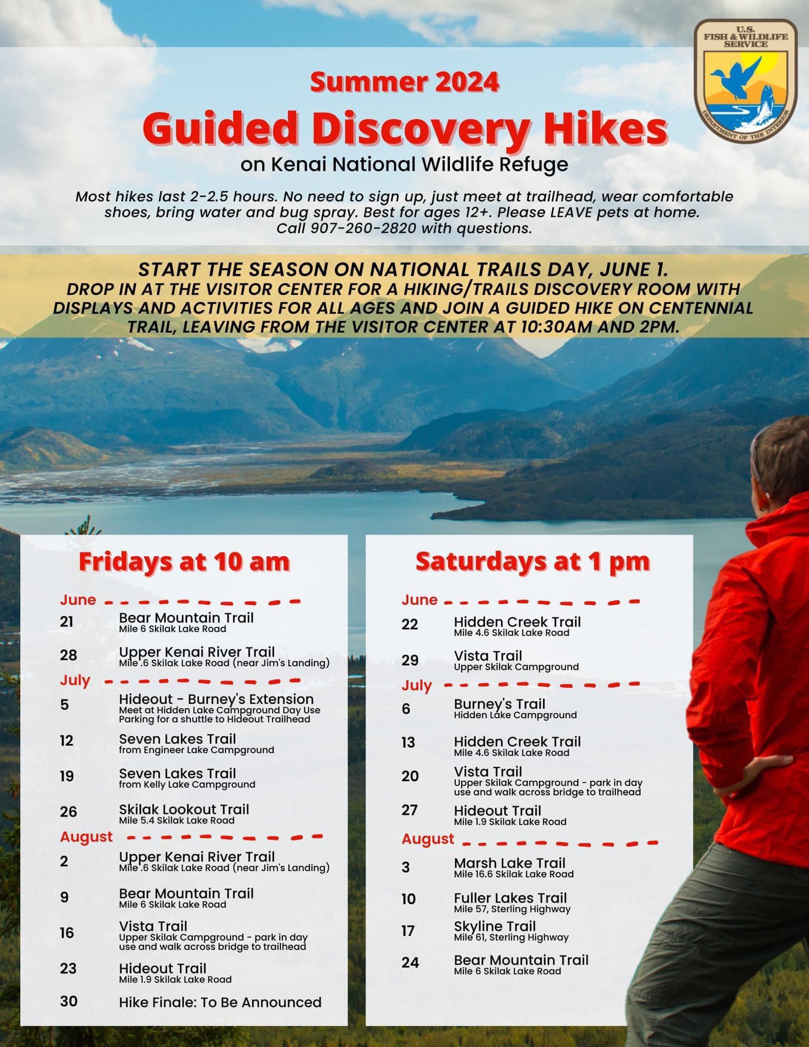 Summer 2024 Guided Discovery Hikes @ Kenai National Wildlife Refuge Visitor Center, Ski Hill Road, Soldotna